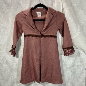 Bonnie Jean pink and brown single button overcoat size 6X